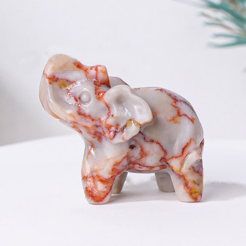 Olivenorma Natural Crystal Elephant Carving Ornament Gemstone Decoration - Rhodochrosite - image 30