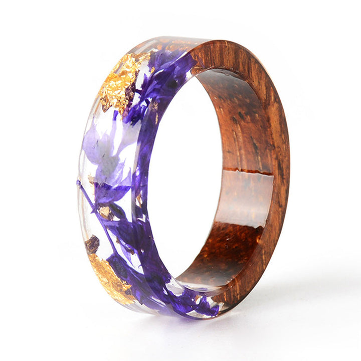 Olivenorma Intellectual & Optimistic - Handmade Wood Ring - Purple+Gold - 11 - image 15