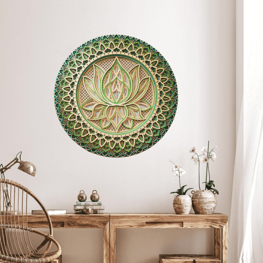 Olivenorma Pink Lotus Mandala 3D Engraving Wall Decor