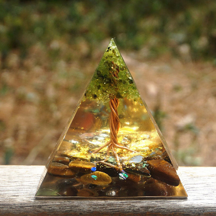 Olivenorma Radiance of Growth – Peridot & Tiger Eye Tree of Life Pyramid - image 8