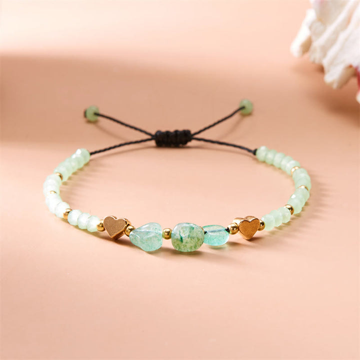 Olivenorma Irregular Natural Gravel Love Beaded Braided Bracelet