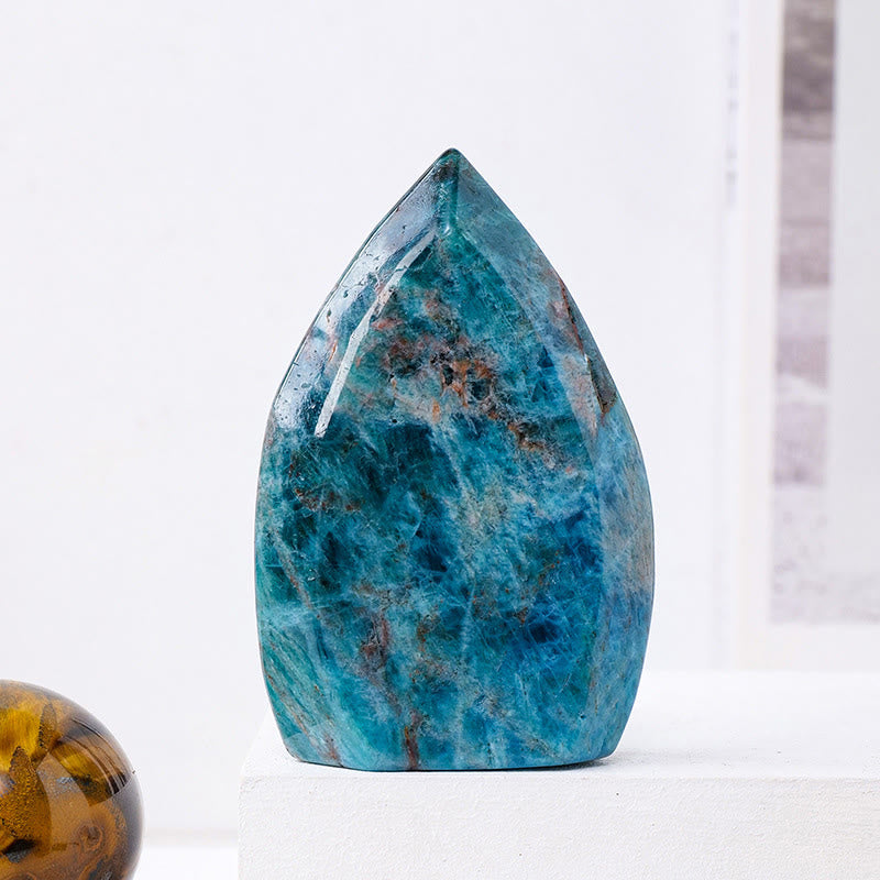 Olivenorma Natural Crystal Flame Shaped Ornaments Gemstone Decoration - Blue Apatite - Approx 30-50g - image 14