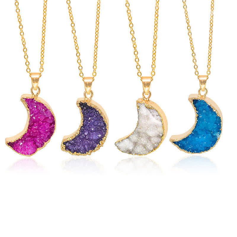 Olivenorma Natural Crystal Crescent Moon Necklace