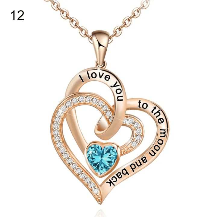 Olivenorma Hearts and Hearts Birthstone Gift Card Necklace - Rosegold - December - With Birthstone Card - image 41