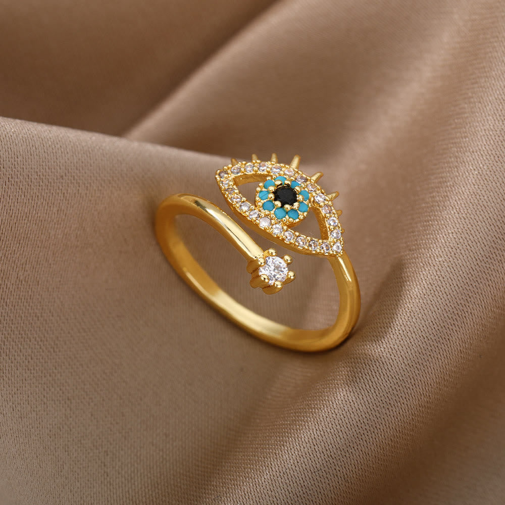 Olivenorma Evil Eye Diamond Adjustable Ring - Golden - image 2