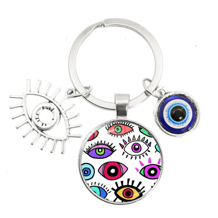 Olivenorma Blue Evil Eye Hamsa Epoxy Keychain