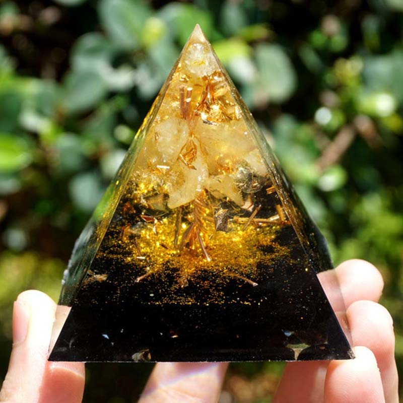 Olivenorma Citrine Obsidian Tree Of Life Orgone Pyramid