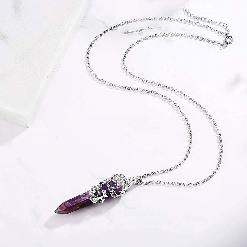 Olivenorma Natural Crystal Hexagonal Column Necklace