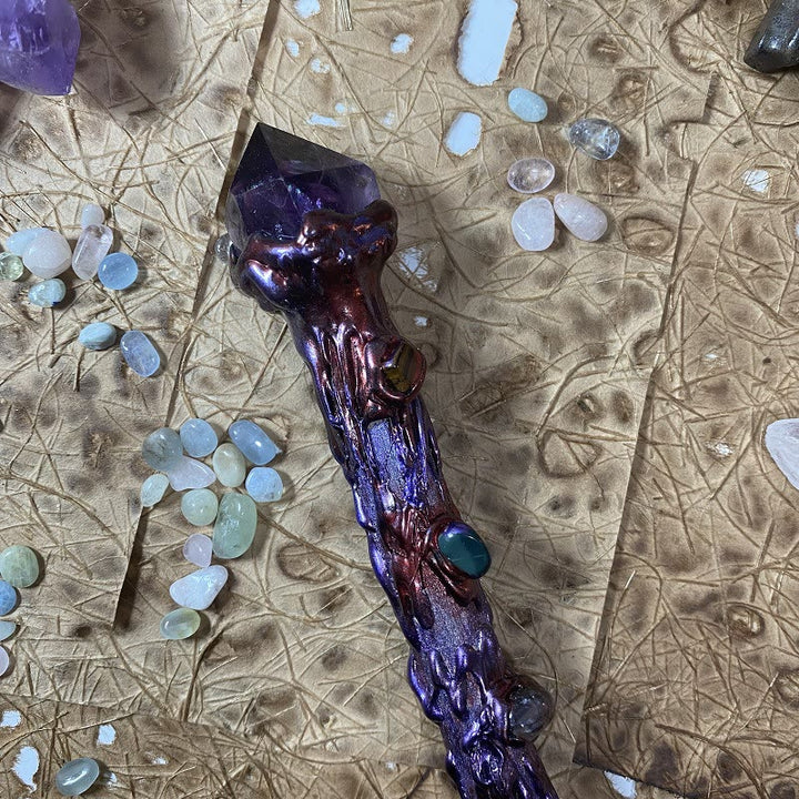 Olivenorma Double Headed Magic Amethyst Clear Crystal Wands