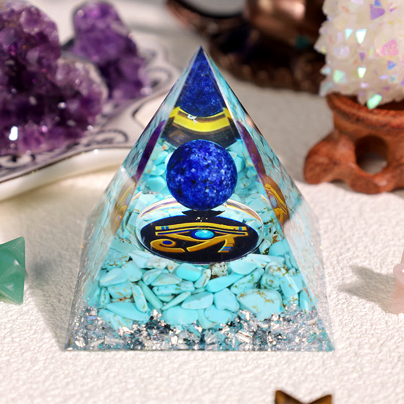 Olivenorma Blue Sodalite Turquoise Eye Of Horus Orgone Pyramid