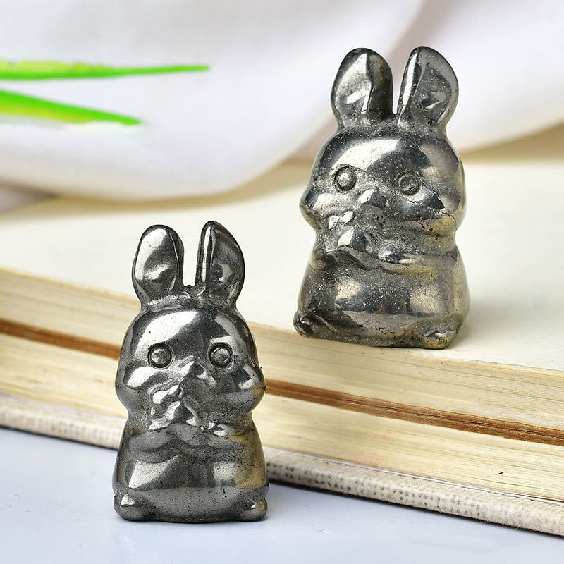 Olivenorma Natural Crystal Carrot Rabbit Carving Gemstone Decoration - Hematite - image 5