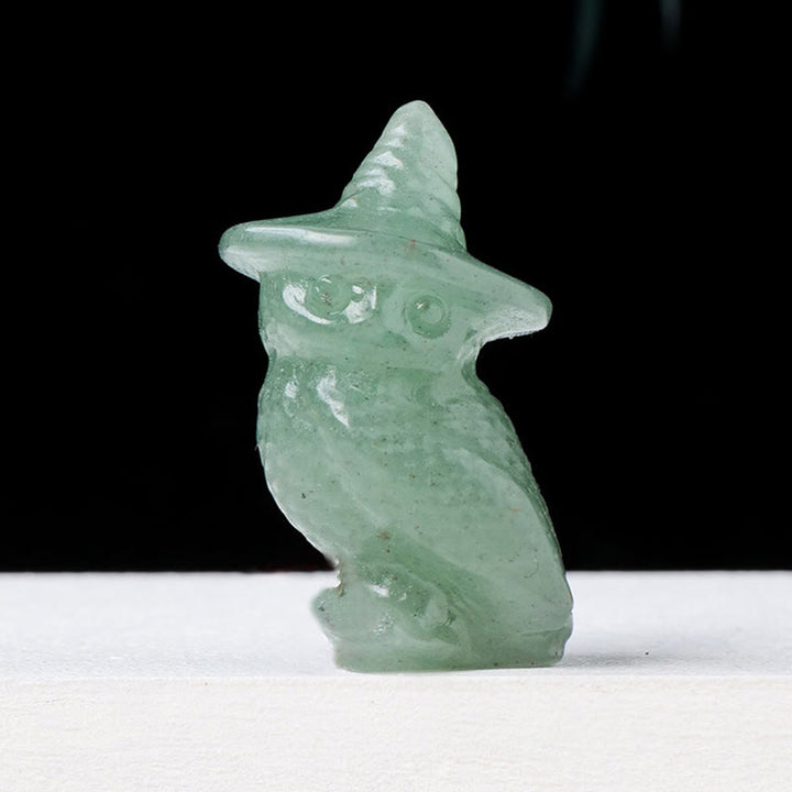 Olivenorma Halloween Crystal Owl Carving Gemstone Decoration