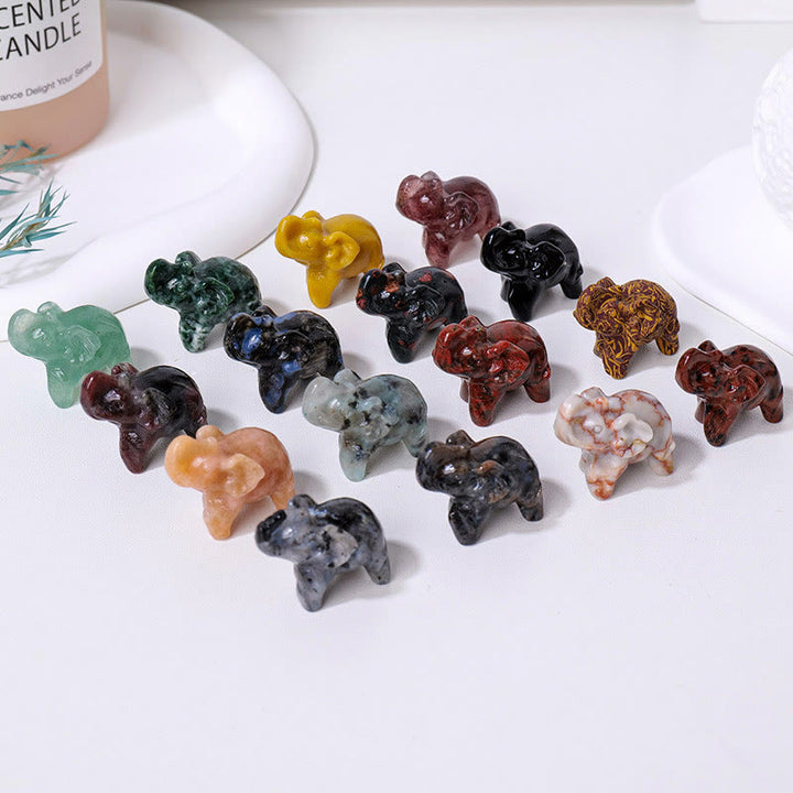 Olivenorma Natural Crystal Elephant Carving Ornament Gemstone Decoration