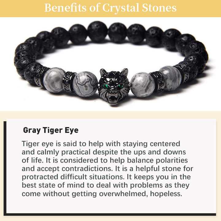 Olivenorma Gray Tiger Eye Wolf Bracelet