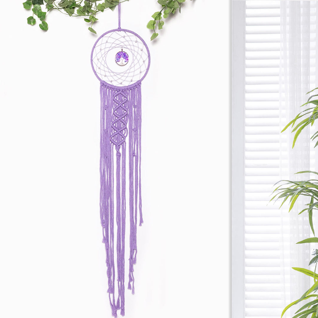 Olivenorma Woven Round Solar Tree of Life Crystal Dream Catcher