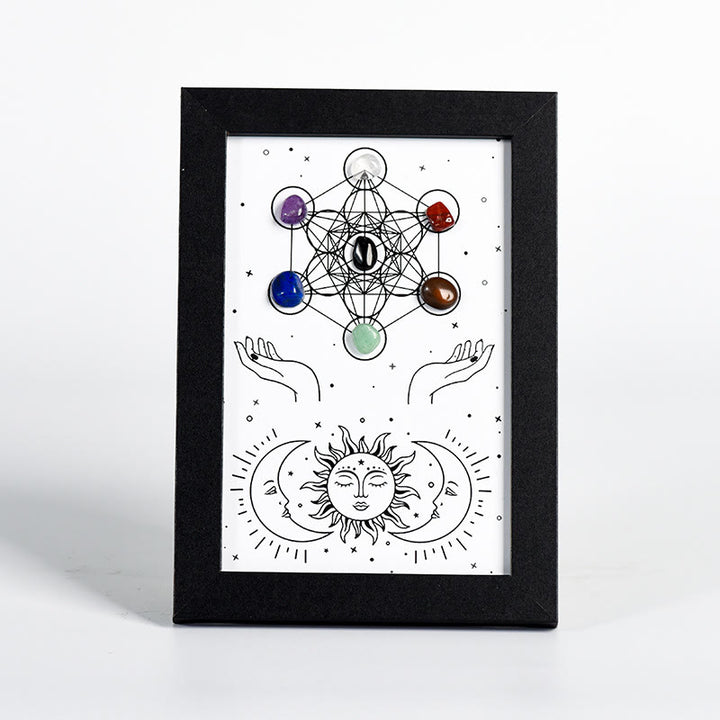 Olivenorma Metatron's Cube Symbol Chakra Stars Moon Photo Frame Decoration