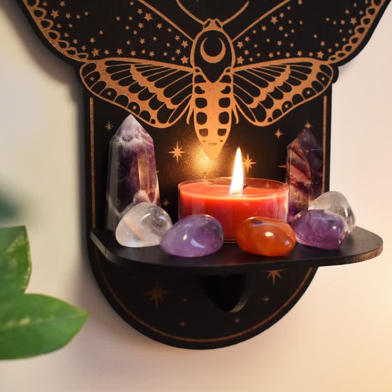 Olivenorma Magical Moth Moon Altar Crystal shelf