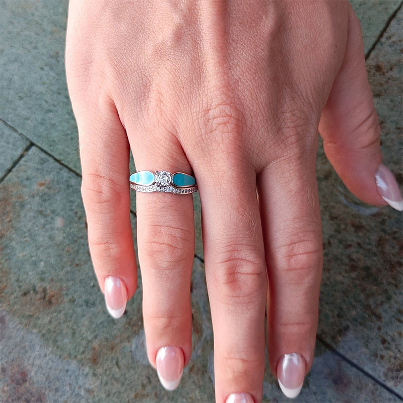 FREE Today: Blue Lagoon Turquoise 2 Piece Ring - image 1