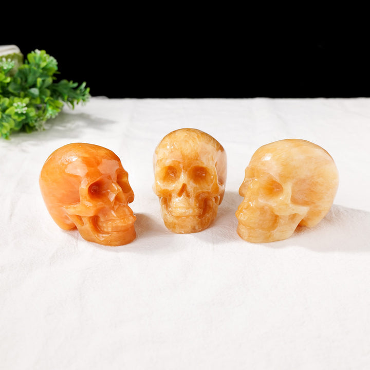 Olivenorma 3inch Yellow Aventurine Skull Head Gemstone Decoration
