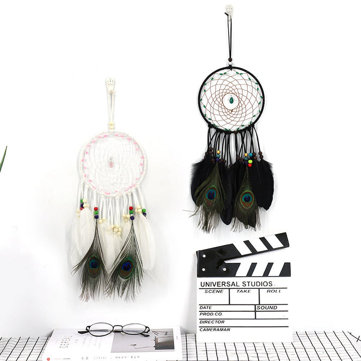 Olivenorma Hand Woven Natural Wooden Beads Feather Dream Catcher