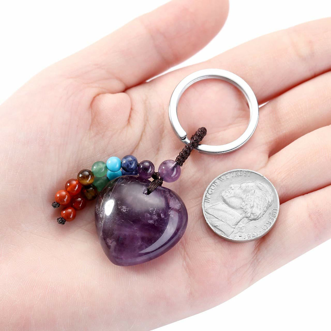 Olivenorma Natural Crystal Heart Keychain