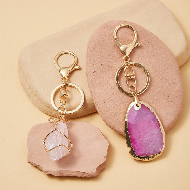 Olivenorma Raw Crystal Keychain Gemstone Pendant Keychain