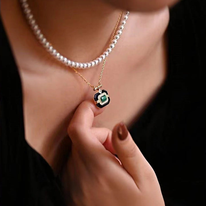 Olivenorma "Beyond the Oasis" Emerald Vintage Necklace