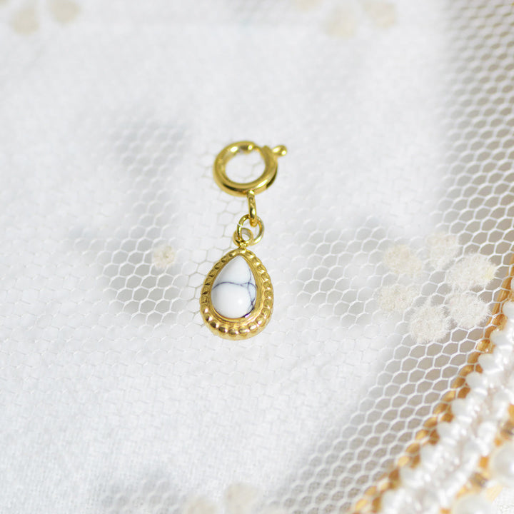 Olivenorma Geometric Round Or Water Drop Crystal Gold Pendant Necklace - White Turquoise - Necklace #4 - image 25