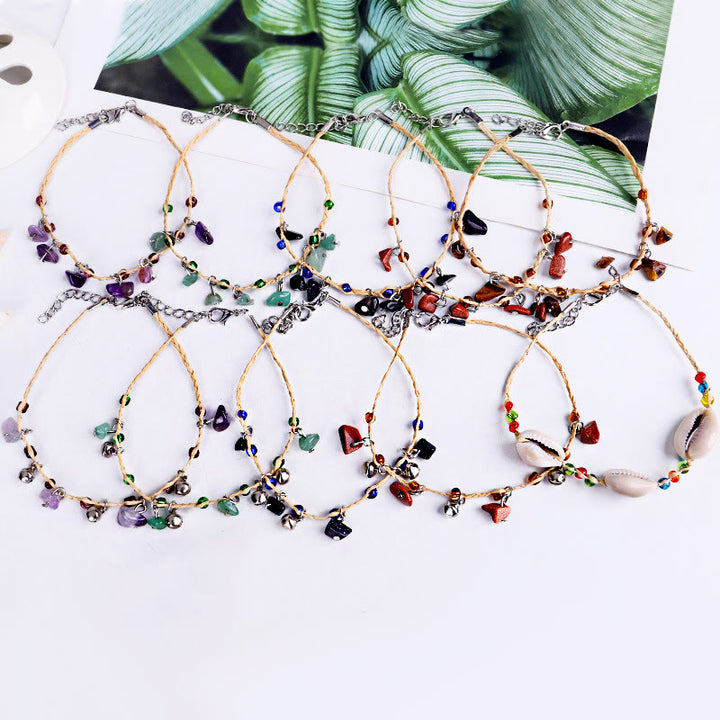 Olivenorma Natural Crystal Gravel Pendant Bracelet Anklet