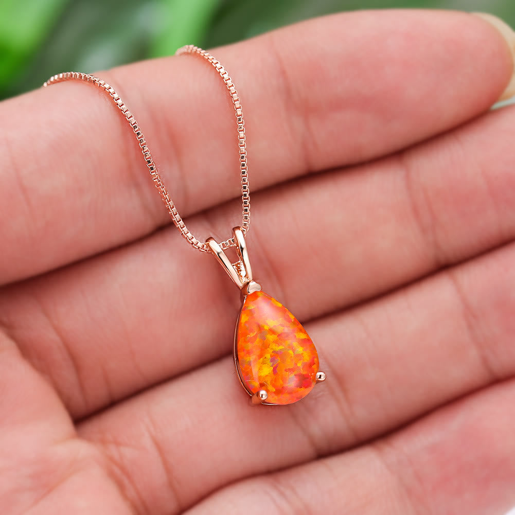 Olivenorma Synthetic Opal Water Drop Pendant Simple Necklace