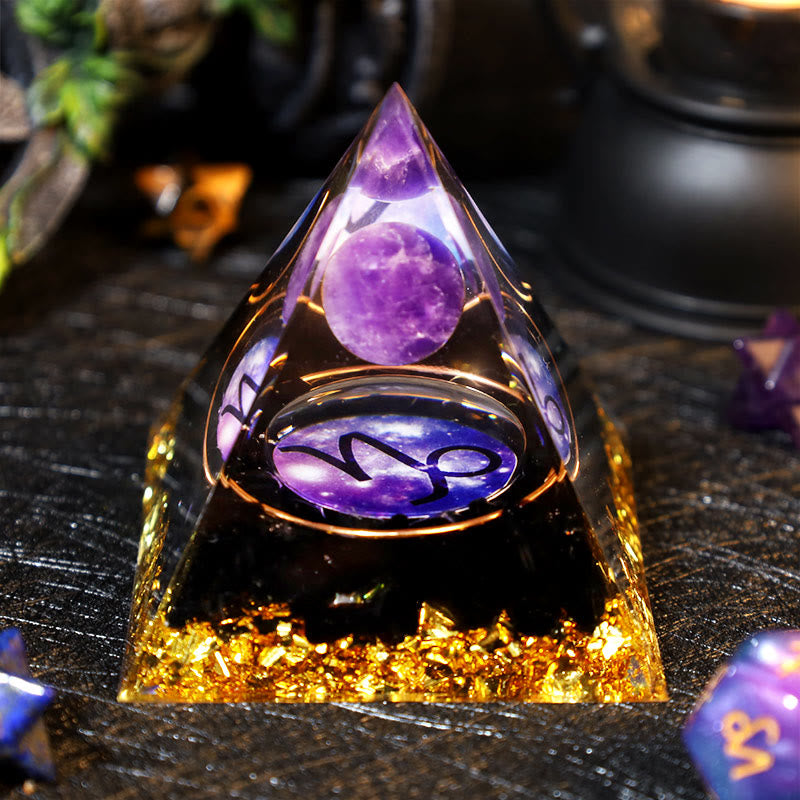 Olivenorma Amethyst Ball Obsidian Gravel Zodiac Capricorn Orgone Pyramid