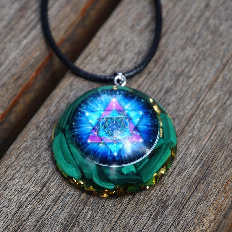 Olivenorma Malachite Metatron's Cube Reki Necklace