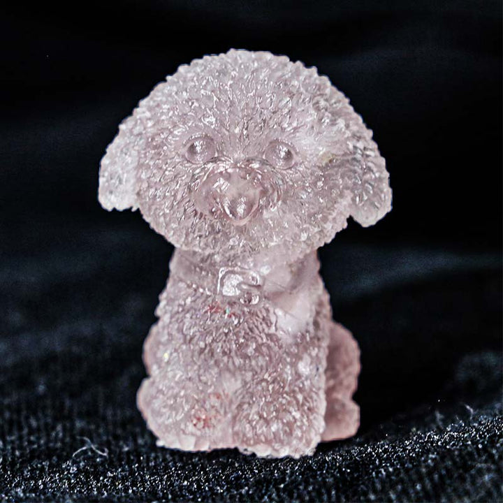 Olivenorma Natural Stone Puppy Decoration - Pink Crystal-Teddy dog - image 37