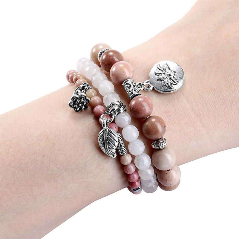 Olivenorma Rhodochrosite Lotus Symbol 3 - Piece Bracelet - image 2