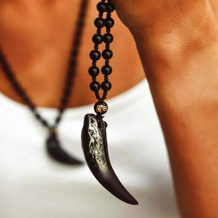 Ice Obsidian Wolf Necklace