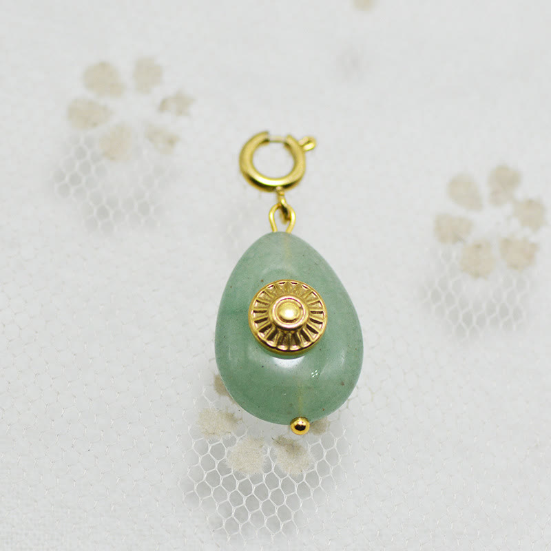 Olivenorma Geometric Round Or Water Drop Crystal Gold Pendant Necklace - Green Aventurine & Round - Necklace #4 - image 16