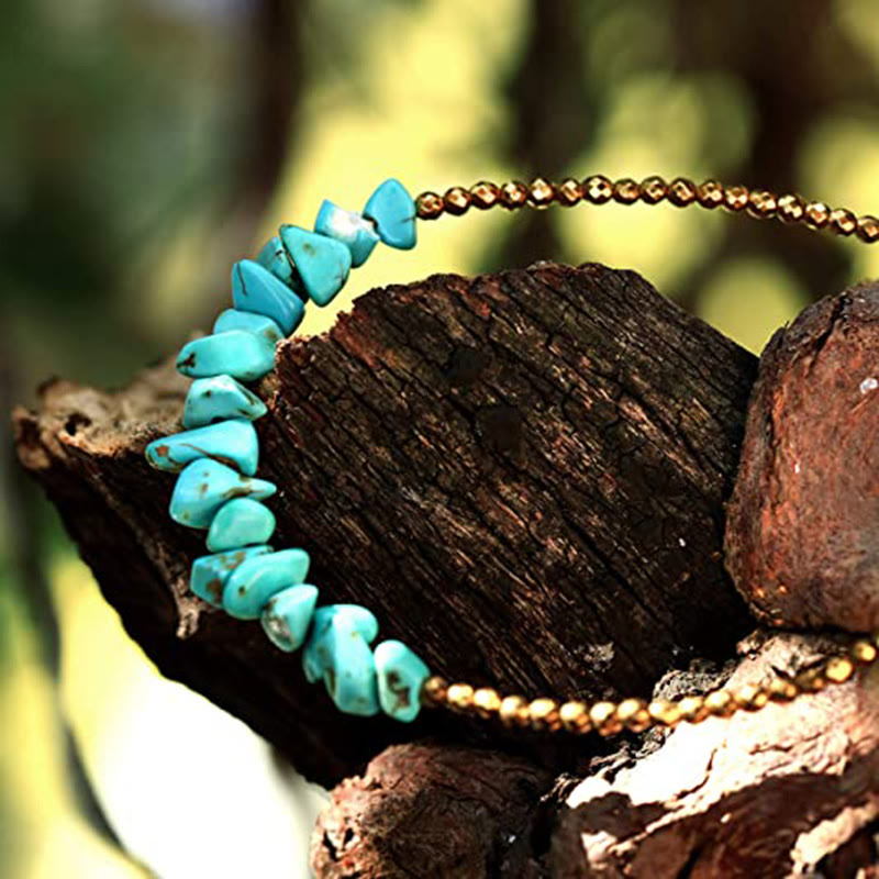 Olivenorma Gold Chain Turquoise Beaded Bracelet