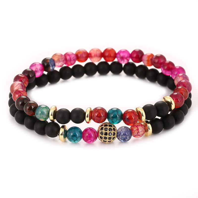 Olivenorma Natural Crystal Two Layer Beaded Men Bracelet