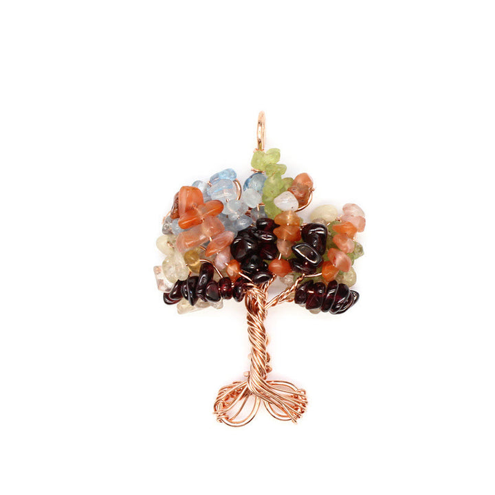 Olivenorma Crystal Gravel Chakra Tree Of Life Necklace Pendant