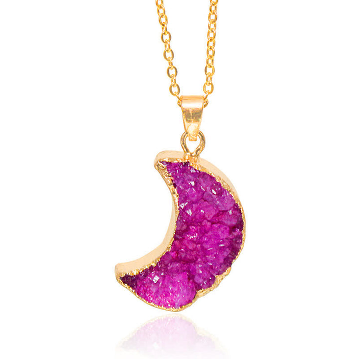 Olivenorma Natural Crystal Crescent Moon Necklace