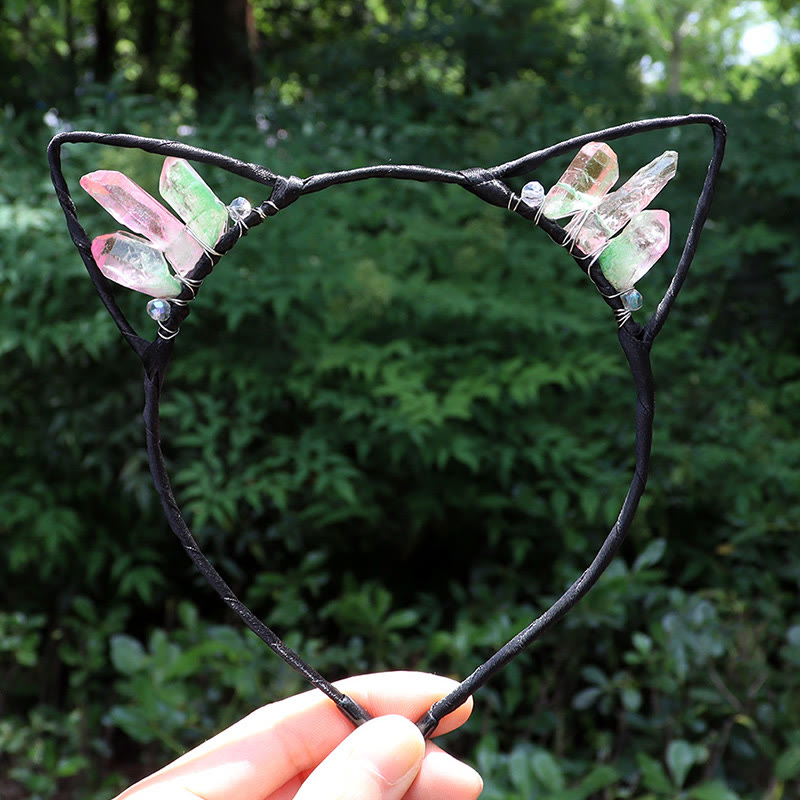 Olivenorma Electroplating Crystal Cat Ears Headband