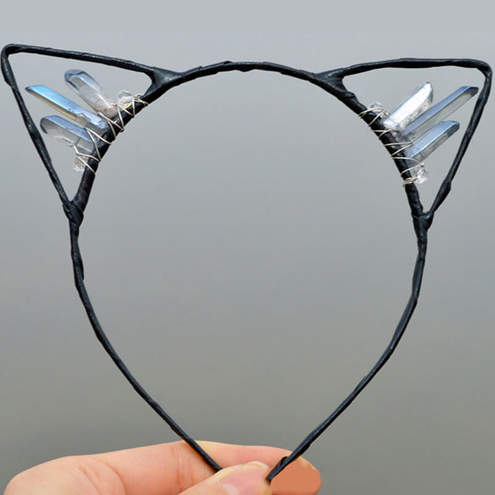 Olivenorma Electroplating Crystal Cat Ears Headband