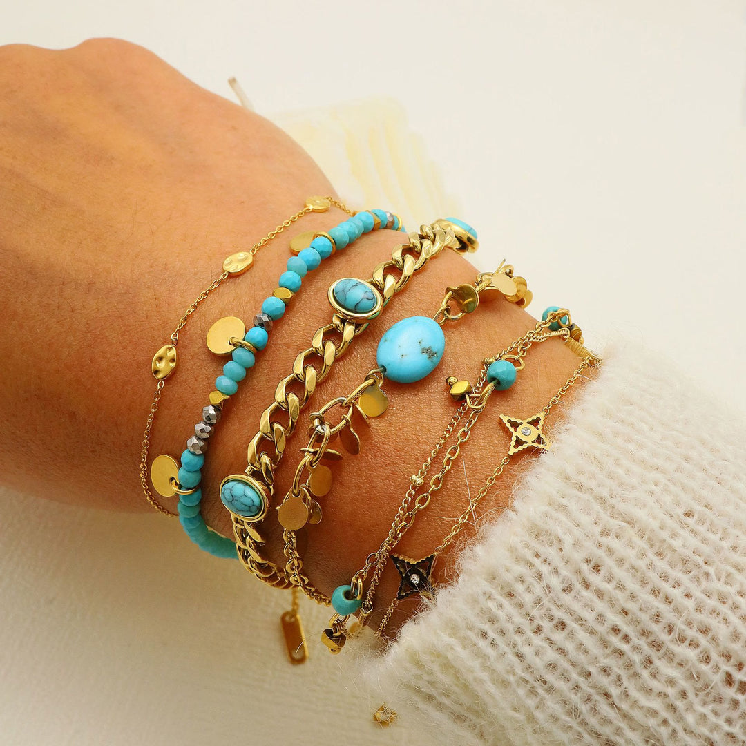 Olivenorma Natural Turquoise Star Stacking Bracelet Set