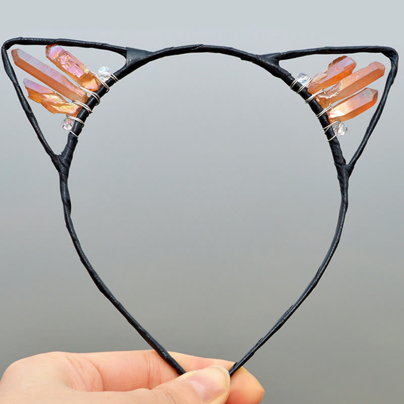 Olivenorma Electroplating Crystal Cat Ears Headband