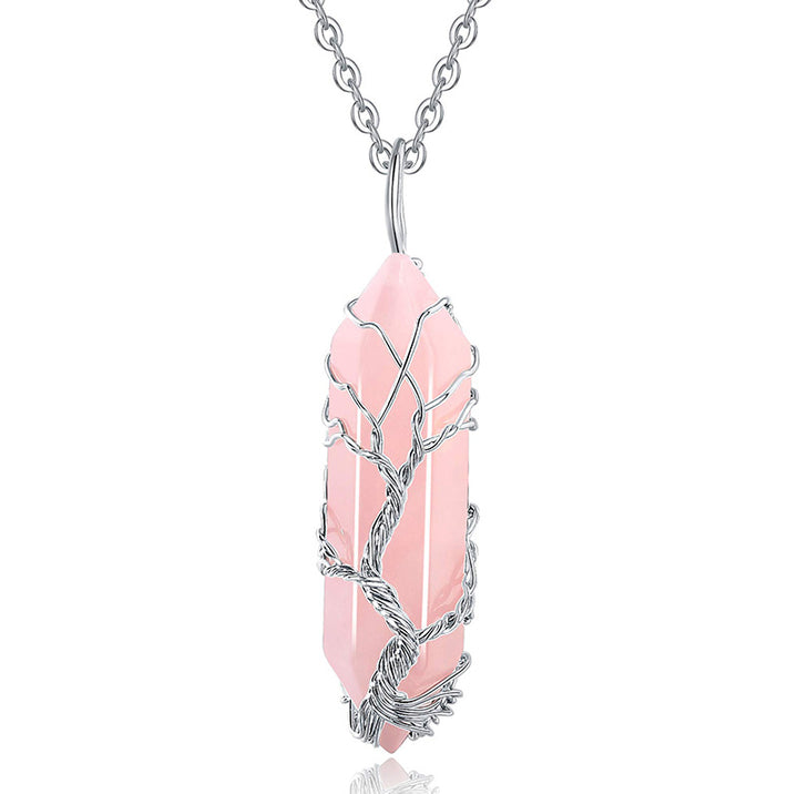 Olivenorma Crystal With Tree Of Life Gemstone Necklace