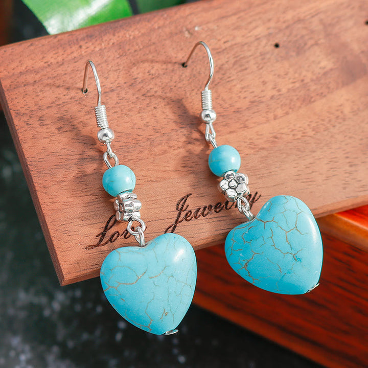 Olivenorma Turquoise Heart Drop Earrings