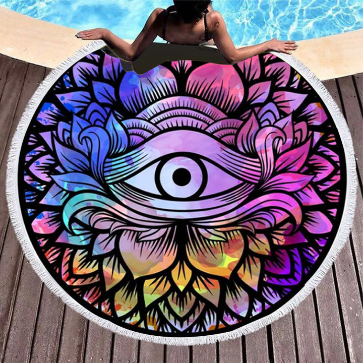 Olivenorma Evil Eye Hamsa Round Beach Towel Tapestry