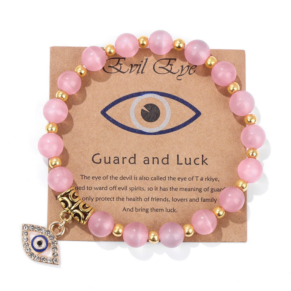 Olivenorma Natural Stone Bead Evil Eye Pendant Bracelet