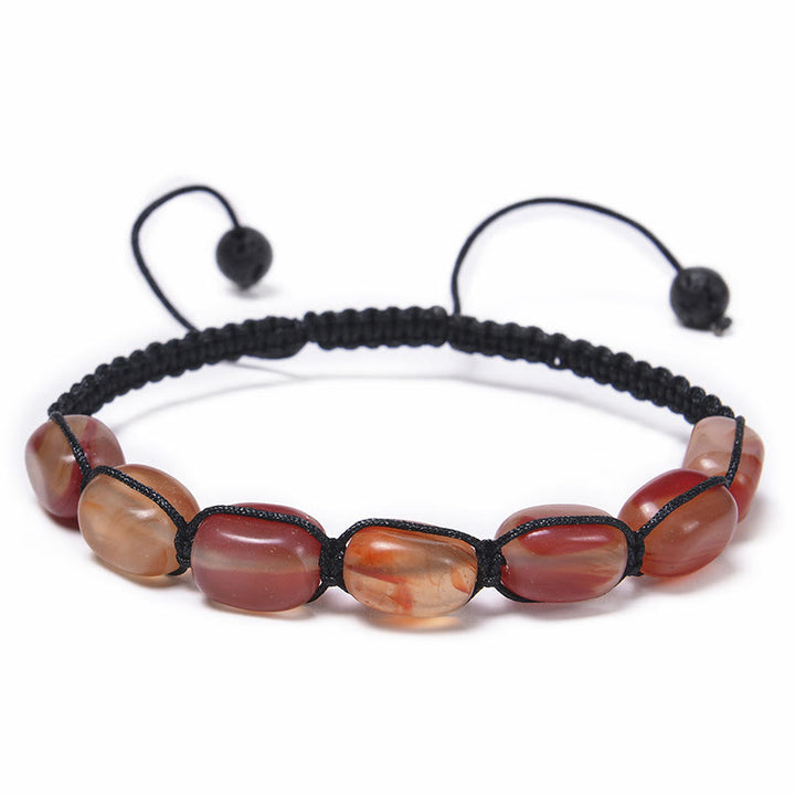 Olivenorma 7 Chakra Crystal Gemstone Bead Braided Wrap Men Bracelet  - Red Agate - image 11