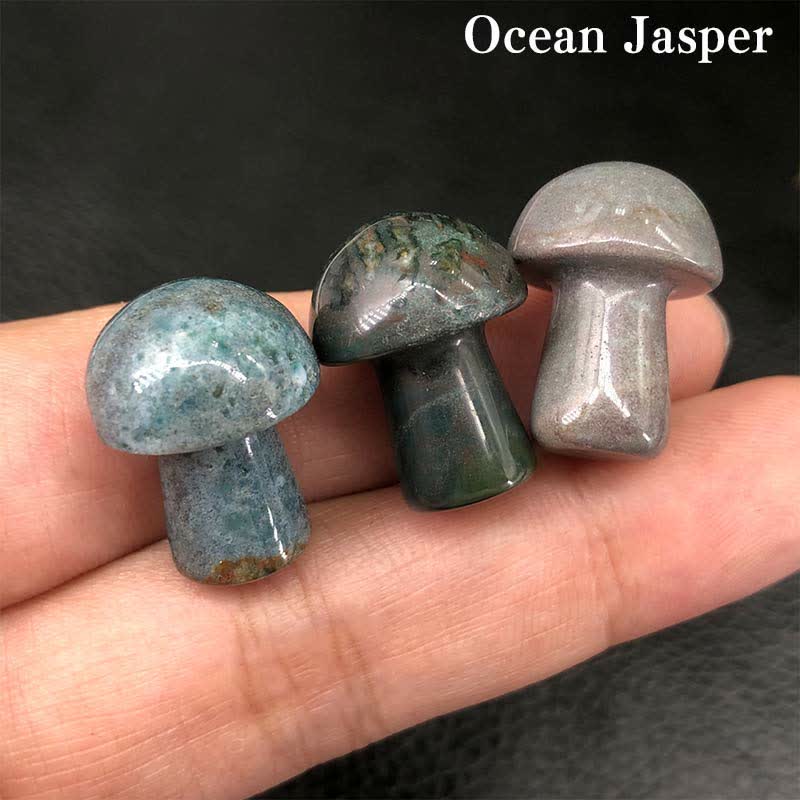 Olivenorma Natural Crystal Mini Mushroom Decoration  - Ocean Jade - image 24